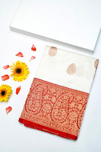 Handwoven Off White Banarasi Katan Silk Saree