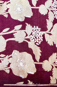 Handwoven Wine Kadhwa Banarasi Katan Silk Saree