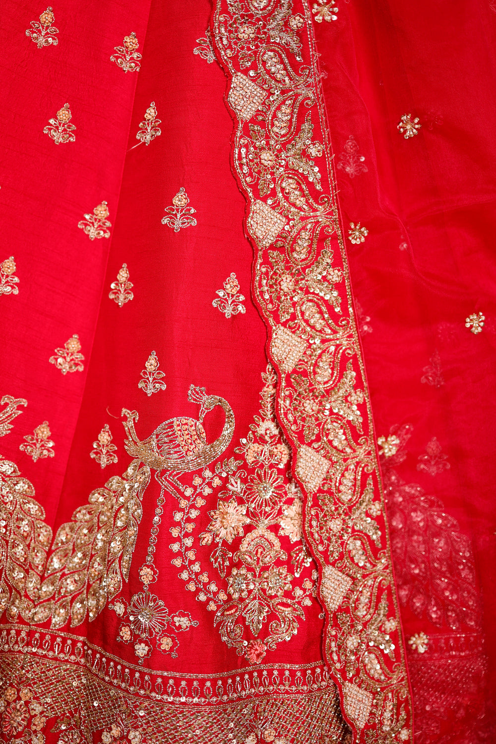 Designer Pink Raw Silk Bridal Lehenga