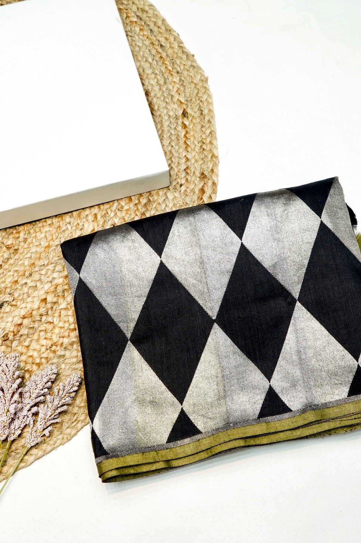 Handwoven Black Banarasi Moonga Silk Saree