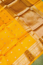 Handwoven Mustard Yellow Banarasi Organza Saree