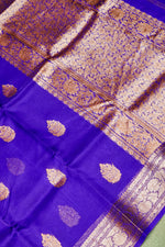 Handwoven Purple Banarasi Kora Silk Saree