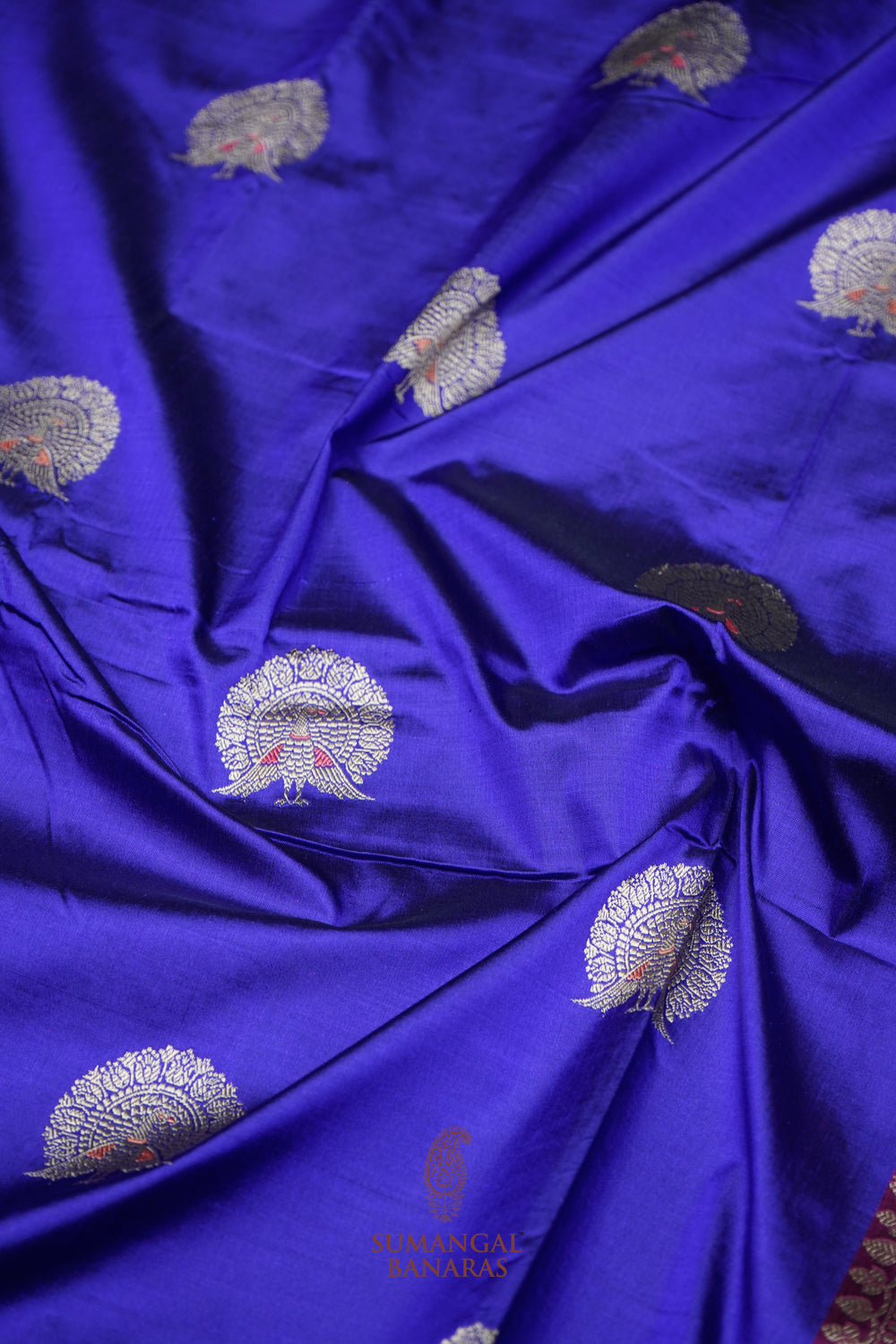 Handwoven Purple Motif Banarasi Katan Silk Saree