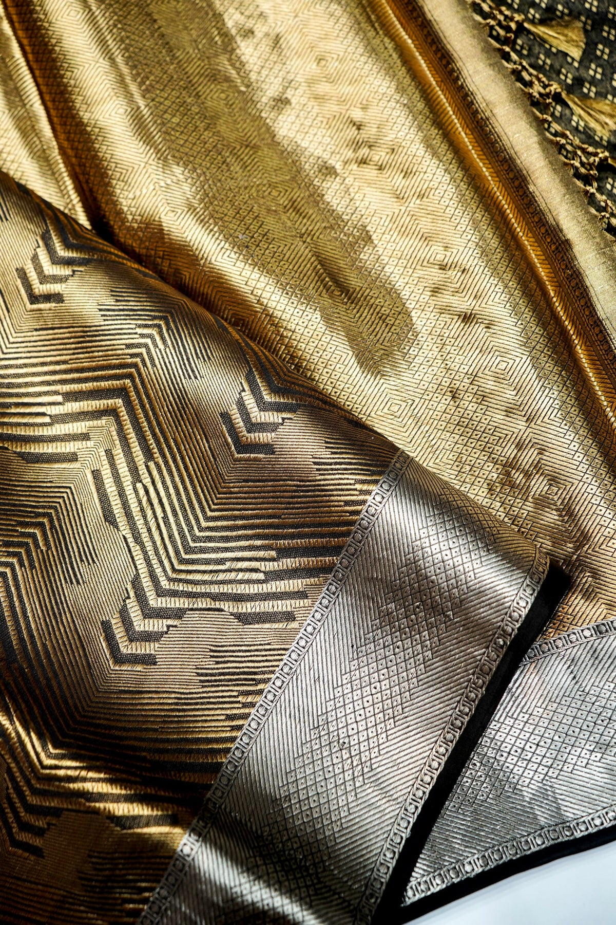 Handwoven Silver and Gold Banarasi Tissue Silk Saree