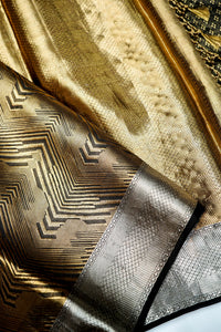 Handwoven Silver and Gold Banarasi Tissue Silk Saree