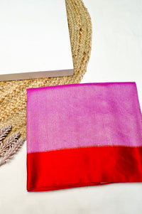 Handwoven Purple Pink Banarasi Moonga Silk Saree