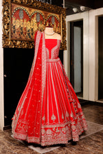 Designer Red Raw Silk Bridal Lehenga