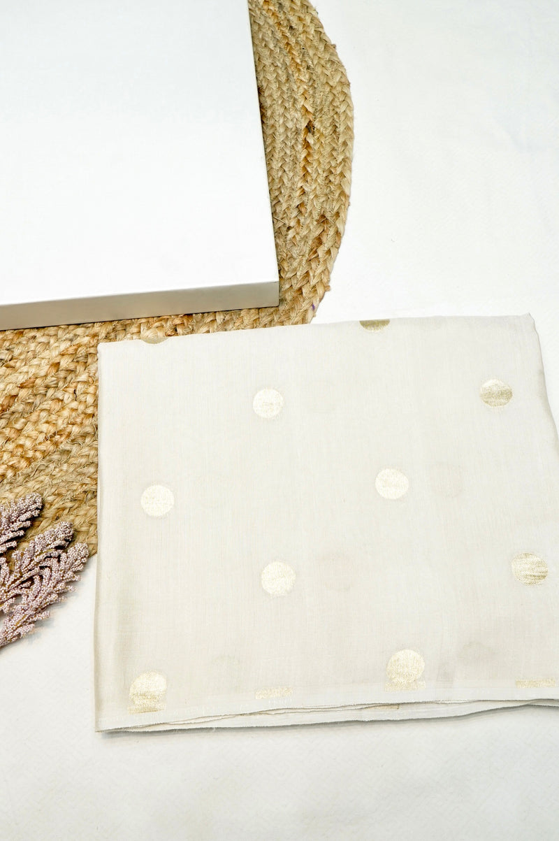 Handwoven Off White Banarasi Moonga Silk Saree