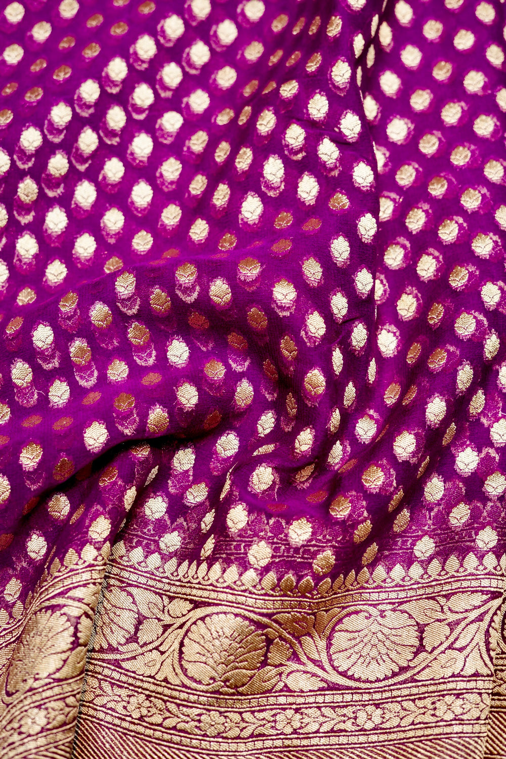 Handwoven Purple Banarasi Khaddi Georgette Saree