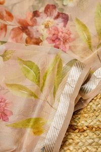 Designer Peach Moonga Silk Suit