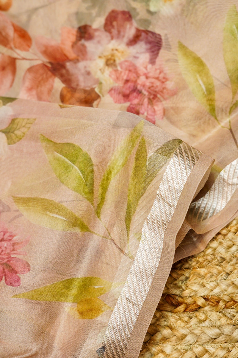 Designer Peach Moonga Silk Suit
