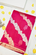 Handwoven Magenta Pink Banarasi Organza Saree