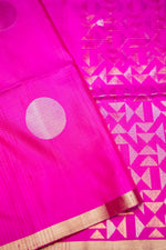Handwoven Rani Pink Banarasi Soft Silk Saree