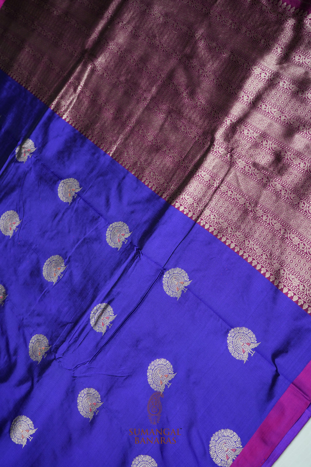Handwoven Purple Motif Banarasi Katan Silk Saree