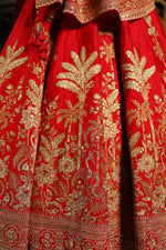 Designer Red Raw Silk Bridal Lehenga