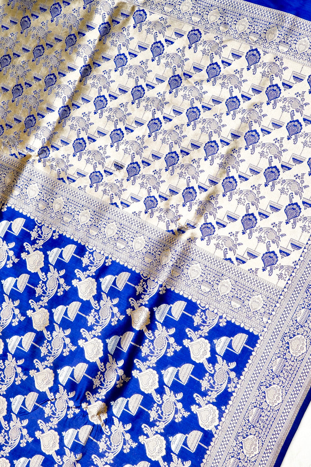 Handwoven Royal Blue Banarasi Katan Silk Saree