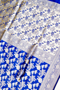 Handwoven Royal Blue Banarasi Katan Silk Saree