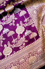 Handwoven Purple Banarasi Katan Silk Saree