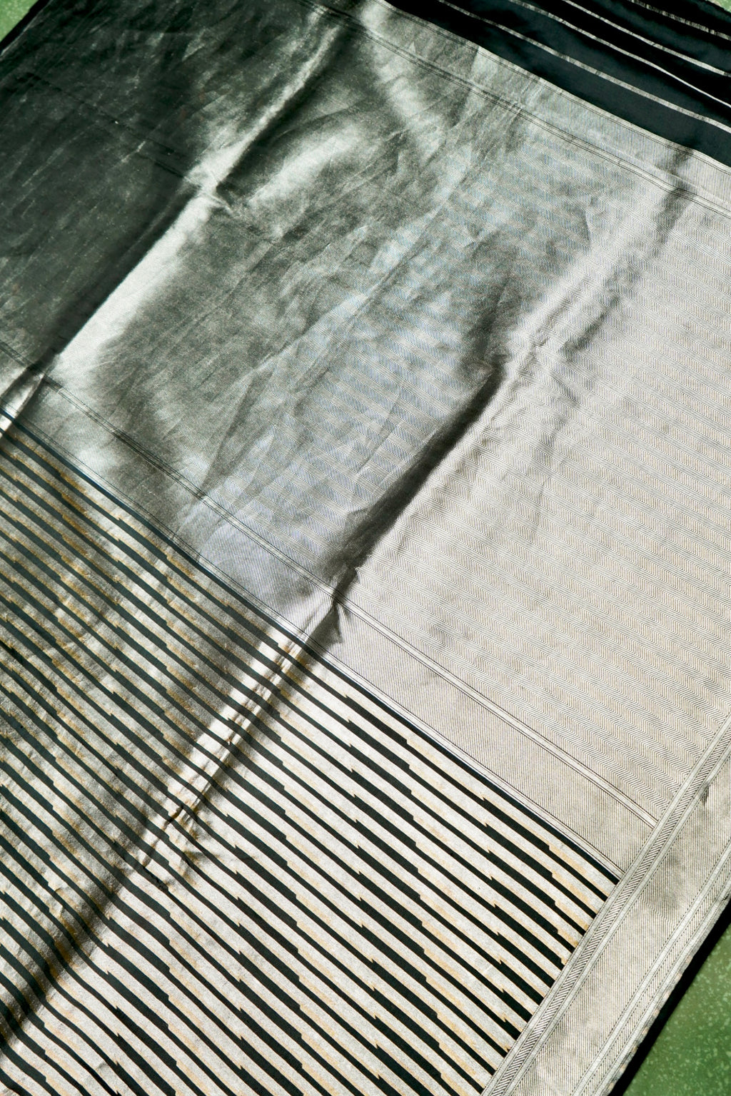 Handwoven Black Banarasi Mashru Katan Silk Saree