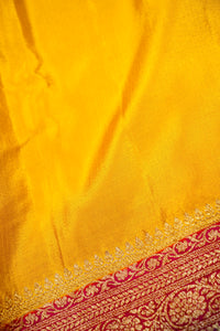 Handwoven Mustard Yellow Banarasi Crepe Silk Saree