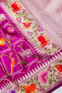 Handwoven Magenta Meenakari Banarasi Katan Silk Saree