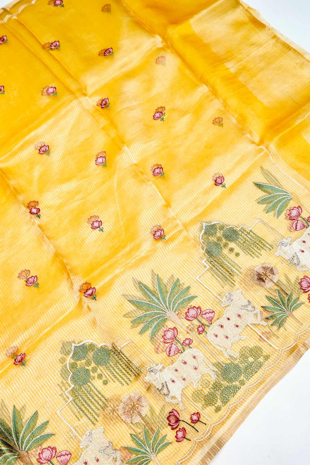 Designer Golden yellow Tissue Silk Suit