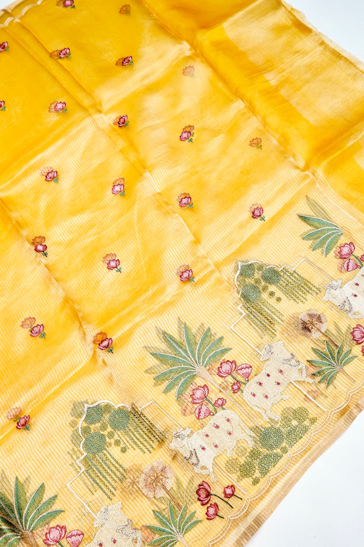 Designer Golden yellow Tissue Silk Suit