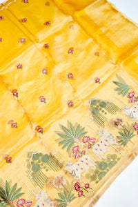 Designer Golden yellow Tissue Silk Suit