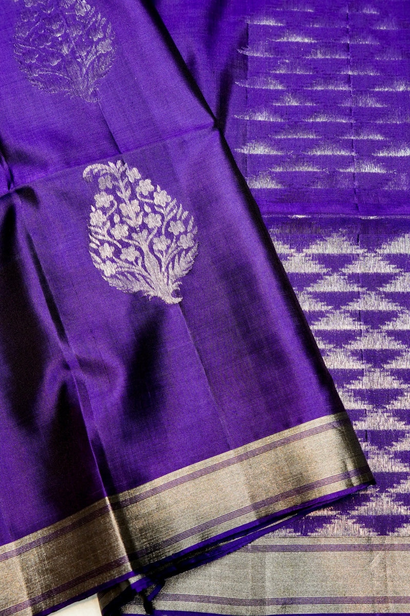 Handwoven Purple Banarasi Soft Silk Saree