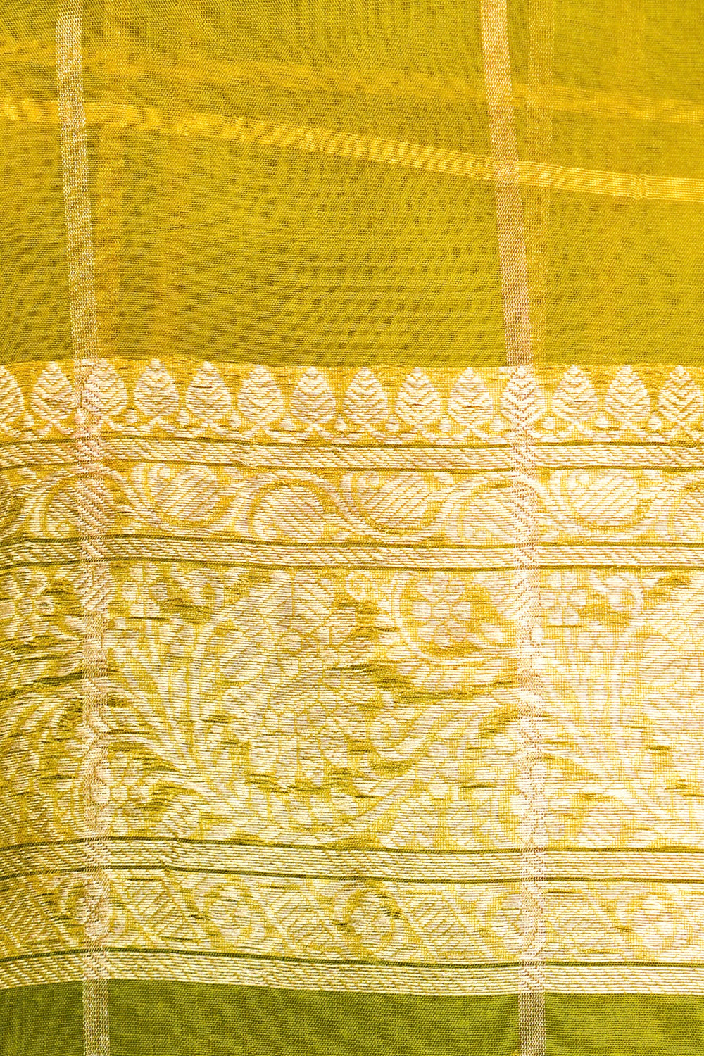 Handwoven Lemon Yellow Banarasi Organza Saree