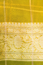 Handwoven Lemon Yellow Banarasi Organza Saree
