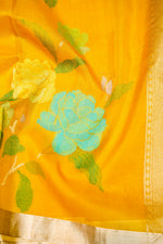 Handwoven Mustard Yellow Banarasi Katan Silk Saree