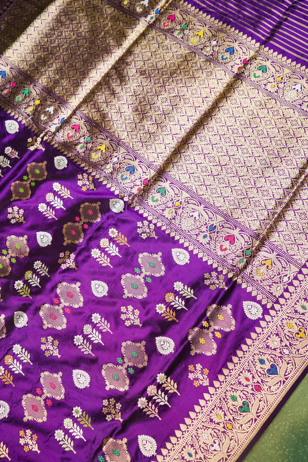 Handwoven Purple Banarasi Katan Silk Saree