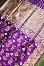 Handwoven Purple Banarasi Katan Silk Saree