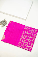 Handwoven Rani Pink Banarasi Soft Silk Saree