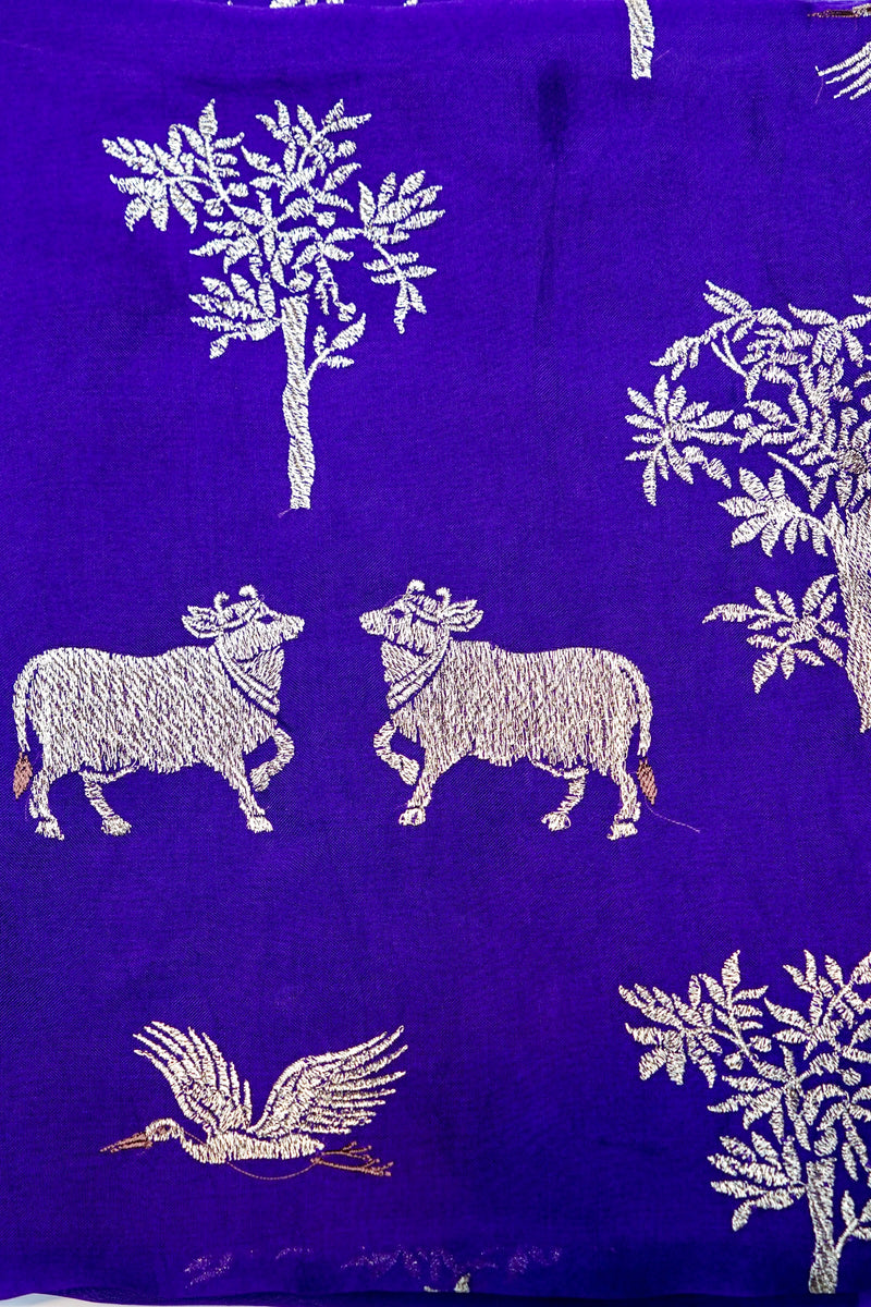 Designer Royal Blue  Organza Silk Suit