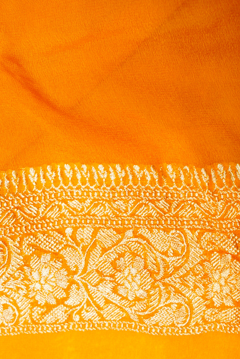 Handwoven Yellow Banarasi Khaddi Georgette Saree