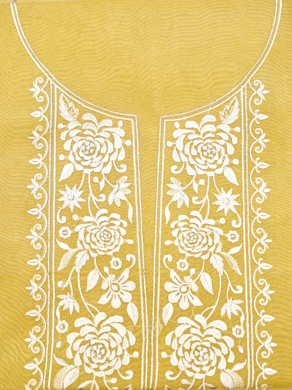 Designer Old Yellow Organza Silk Suit