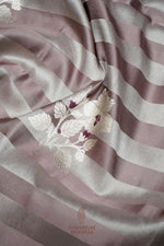 Handwoven Light Mauve Banarasi Mashru Silk Saree