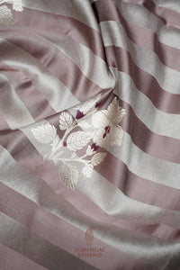 Handwoven Light Mauve Banarasi Mashru Silk Saree