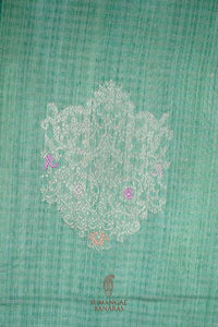 Handwoven Sea Green Banarasi Tussar Silk Saree