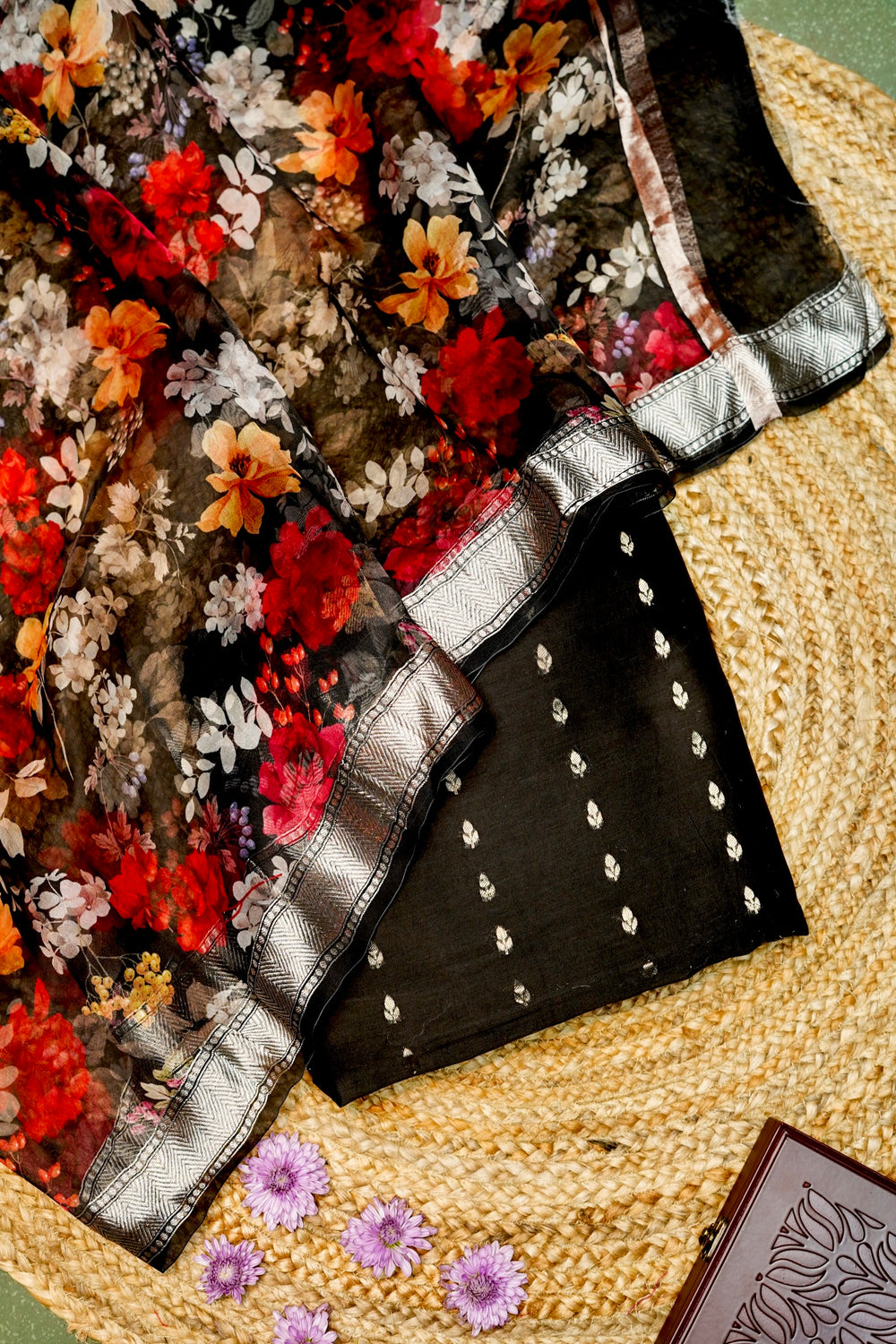 Designer Black Moonga Silk Suit