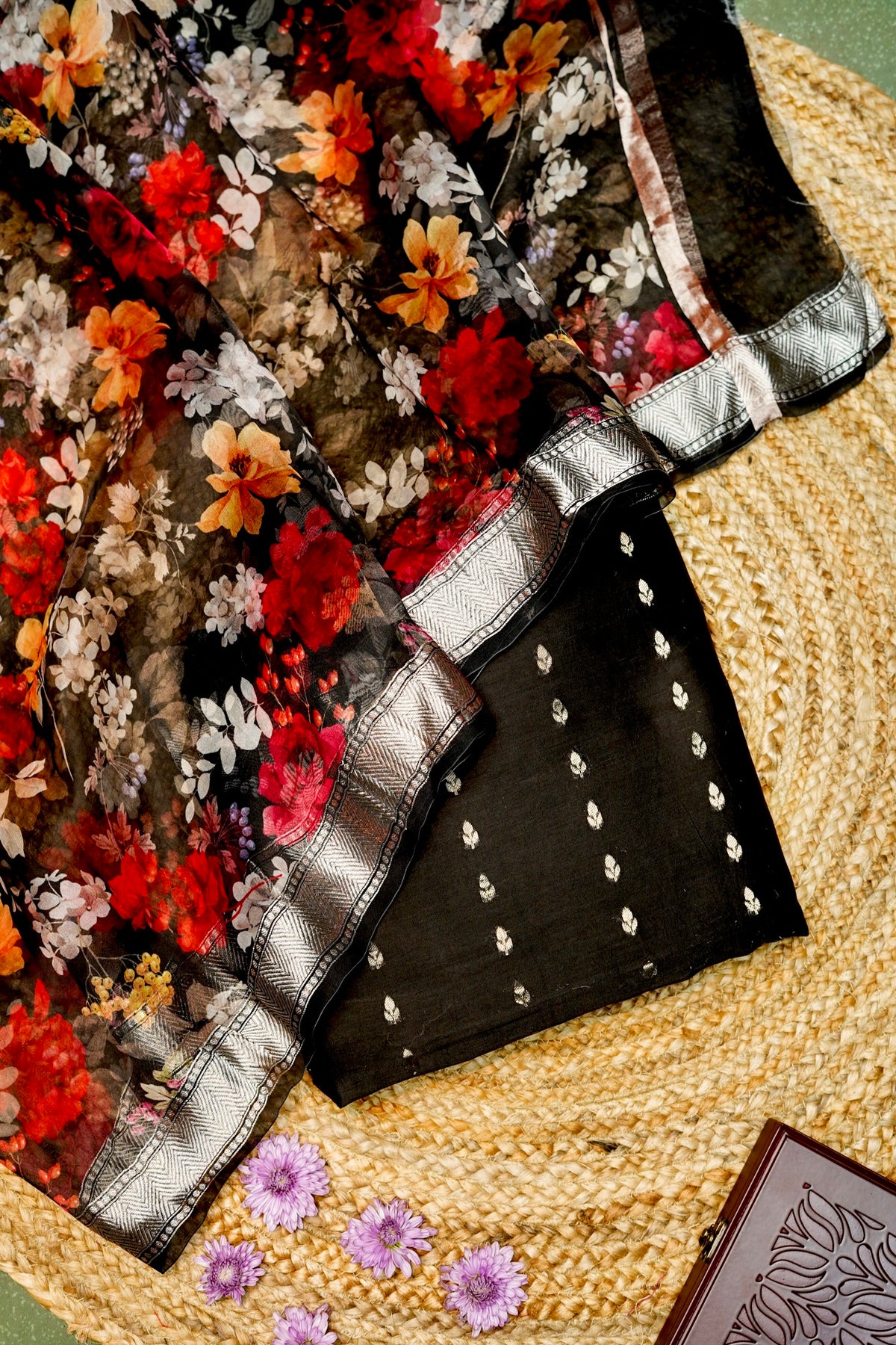 Designer Black Moonga Silk Suit
