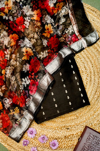 Designer Black Moonga Silk Suit