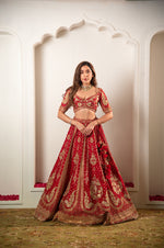 Designer Red Raw Silk Bridal Lehenga