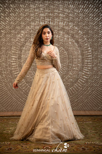 Designer Off White Net Party Wear Lehenga