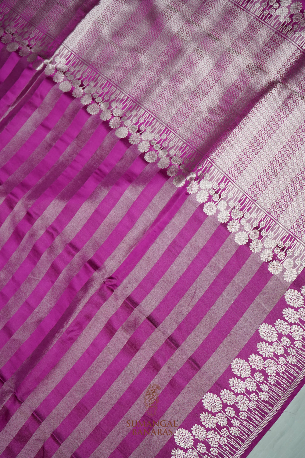Handwoven Pink Banarasi Mashru Silk Saree