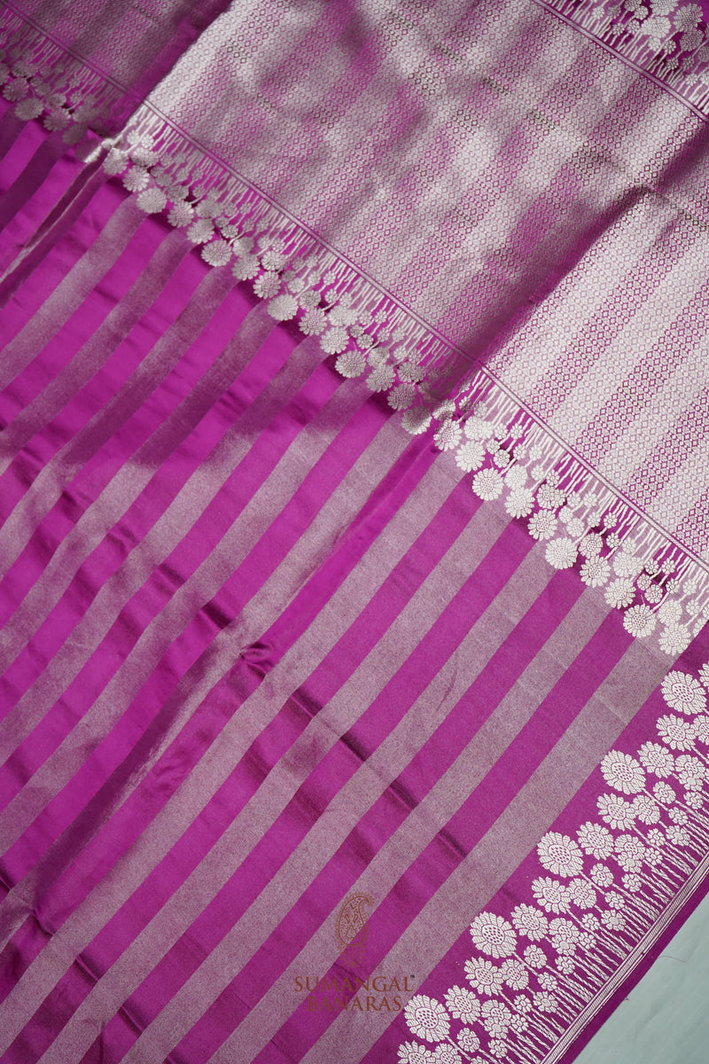 Handwoven Pink Banarasi Mashru Silk Saree