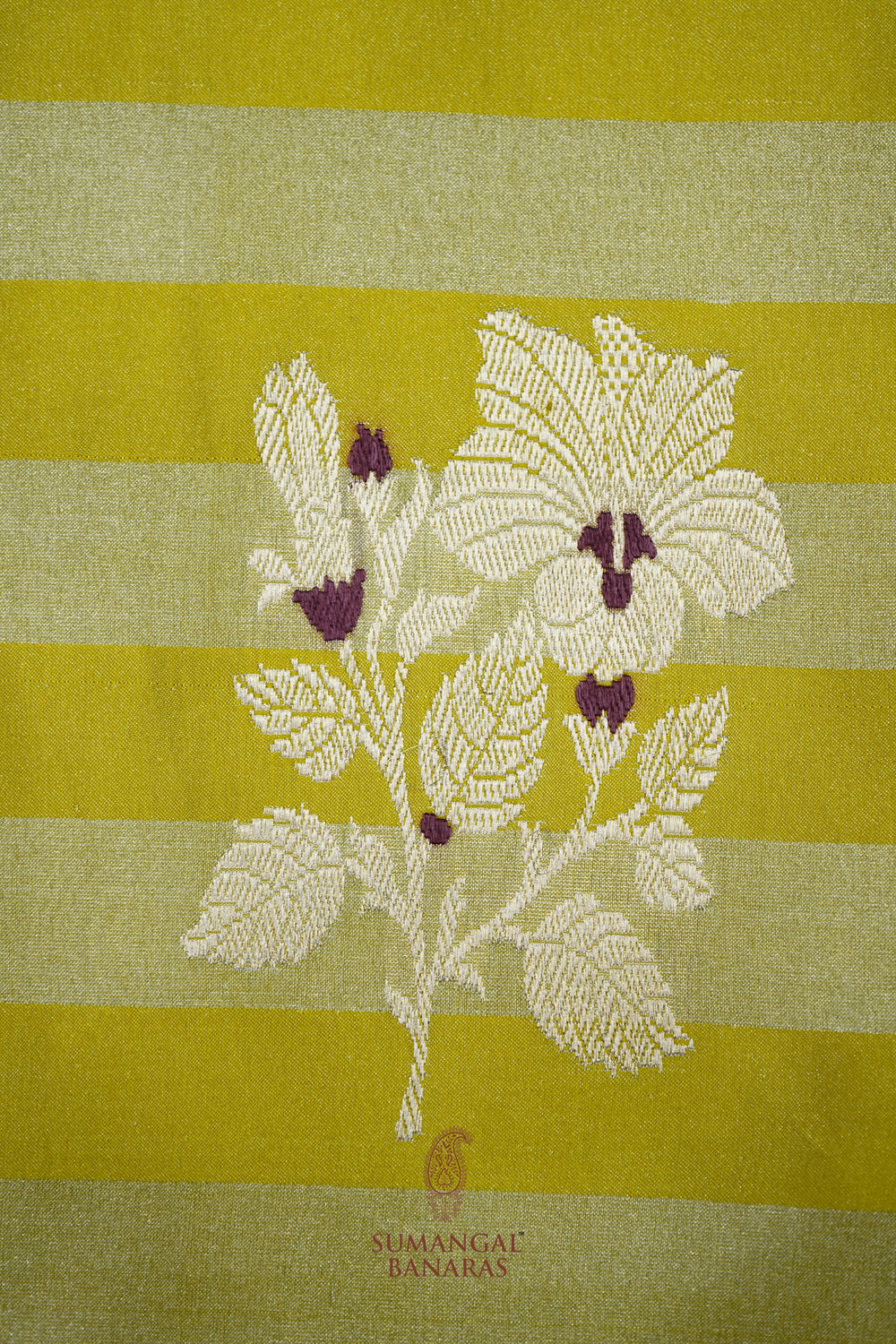 Handwoven Mustard Yellow Banarasi Mashru Silk Saree