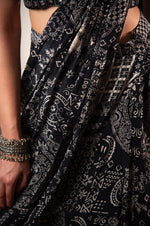 Designer Black Chiffon Cocktail Saree